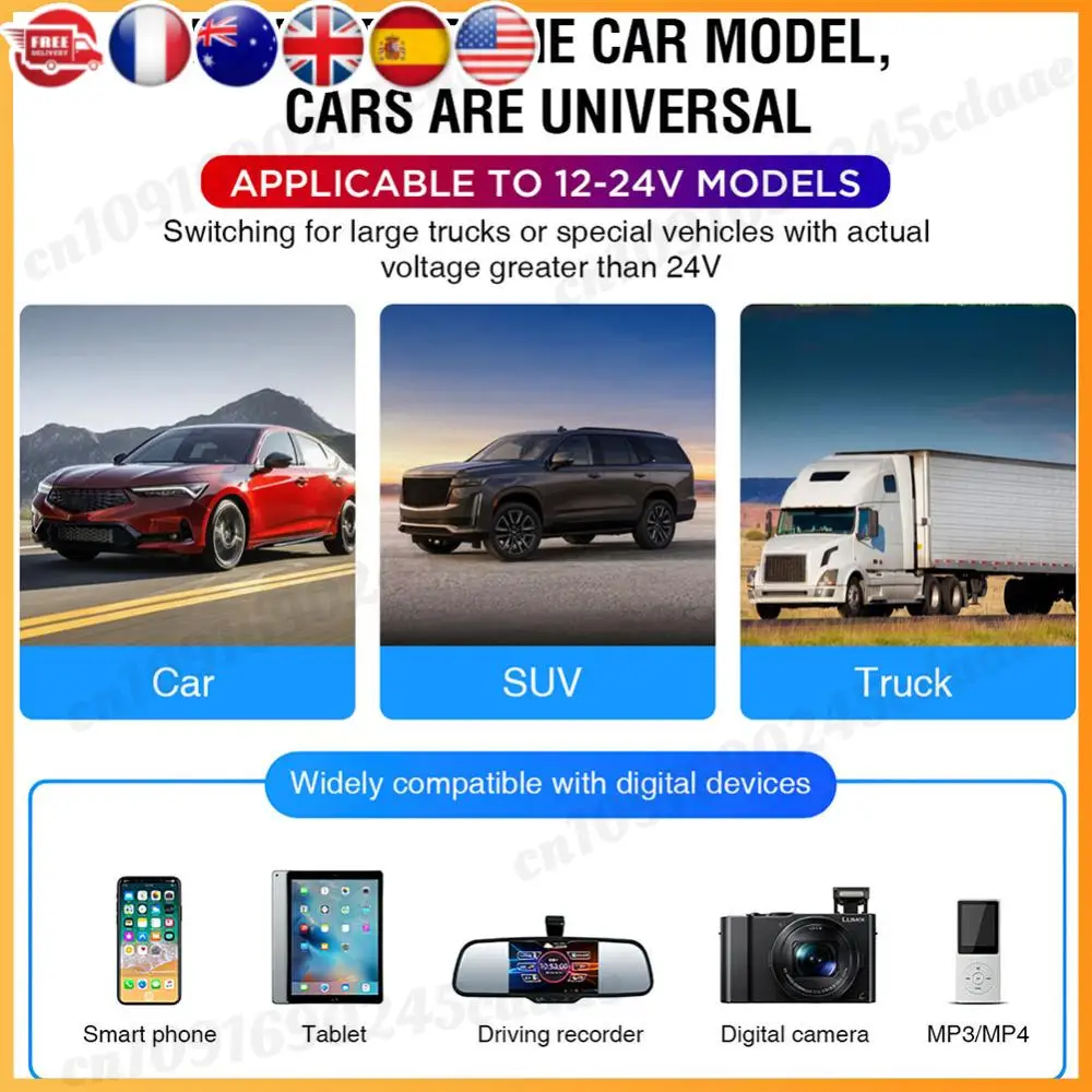 Car MP3 Player Bluetooth-Compatible 5.3 Support TF Card U Disk Car Charger Dual USB Type C Cell Phone Charger MP3 Player Adapter