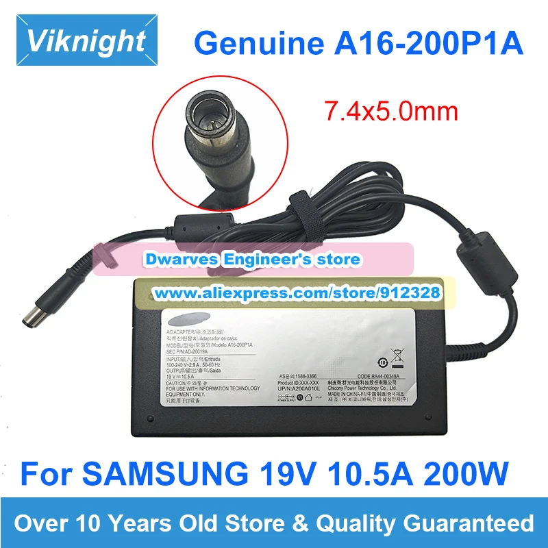 

Genuine 19V 10.5A 200W AC Adapter A16-200P1A Charger for Samsung AD-20019A BA44-00348A A200A010L Laptop Power Supply 7.4x5.0mm