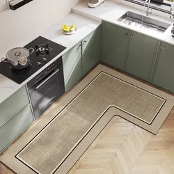 L-shaped Modern Kitchen Floor Mats Non-slip Oil-proof PVC Wipeable Washable Soft Rug Porch Anti-fouling Balcony Carpet Alfombra