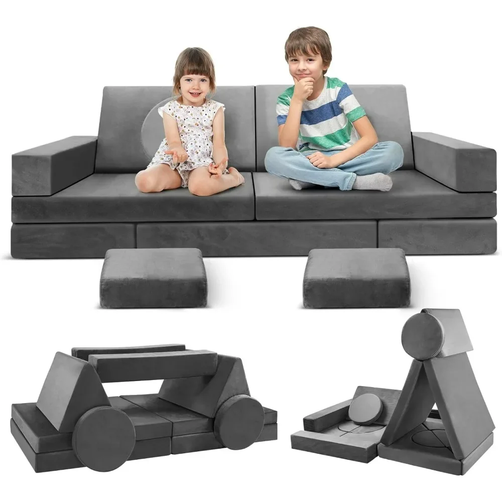 

Modular Kids Play Nugget Couch, 18pcs Toddler Floor Sofa, Sectional Couch for Children, Bedroom and Playroom Furniture