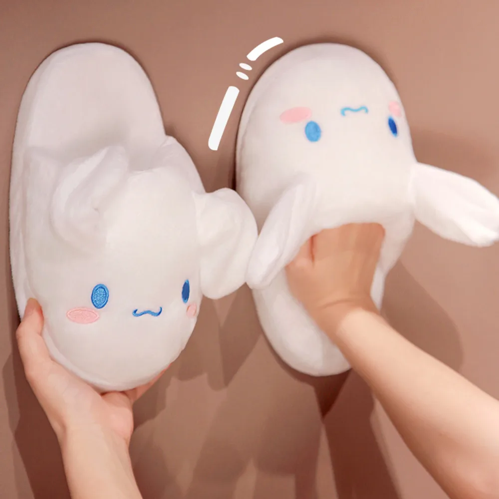 Sanrio Cinnamoroll милые Мультяшные хлопковые тапочки с подвижными ушками, плюшевые тапочки Melody Kuromi в стиле аниме, домашние тапочки