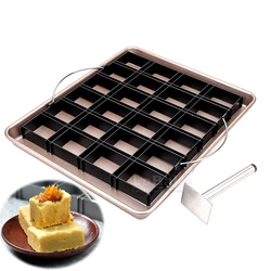 24 Cavities Rectangle Pineapple Cake Mold Carbon Steel Biscuit Cookie Rack with Press Stamp Pan Tray for DIY Baking Acccessories