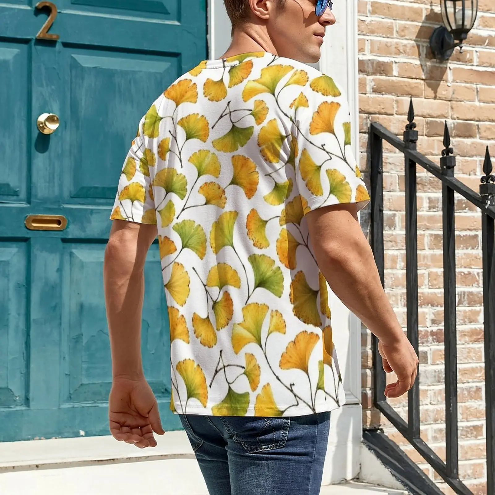 Summer T-Shirt Ginkgo Leaf Japanese Botanical T Shirts  Kawaii Harajuku Tee Shirt For Man Short Sleeve Graphic Oversized Tops