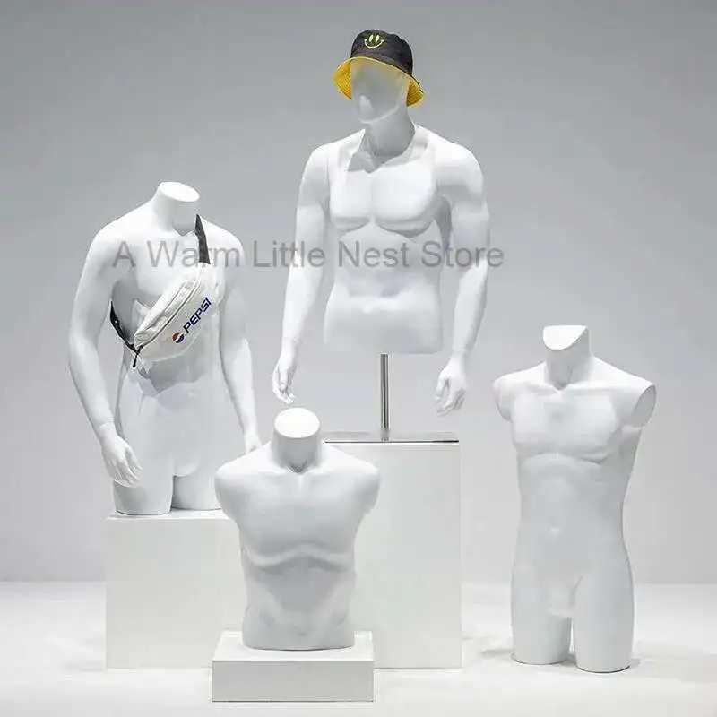 

Мужские маленькие манекены на половину тела, полка, магазин одежды, мужской манекен с искусственным телом, реквизит с металлическим основанием, модная витрина