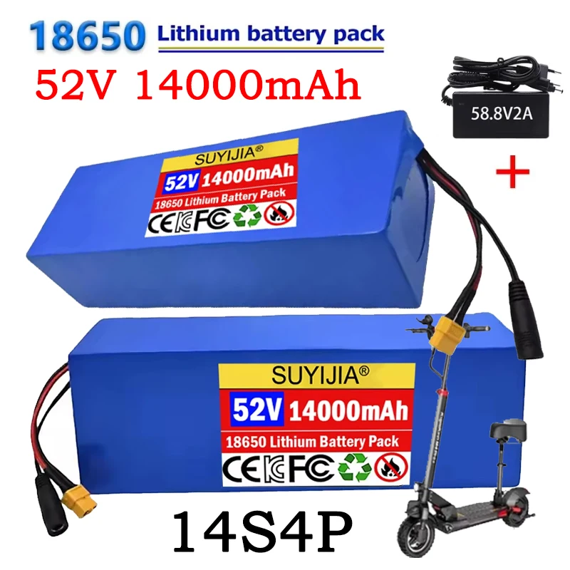 

52V 14S4P 14000mAh Haute capacité 18650 Batterie au lithium 1500W avec BMS pour une voiture d'équilibre, vélo, scooter, tricycle