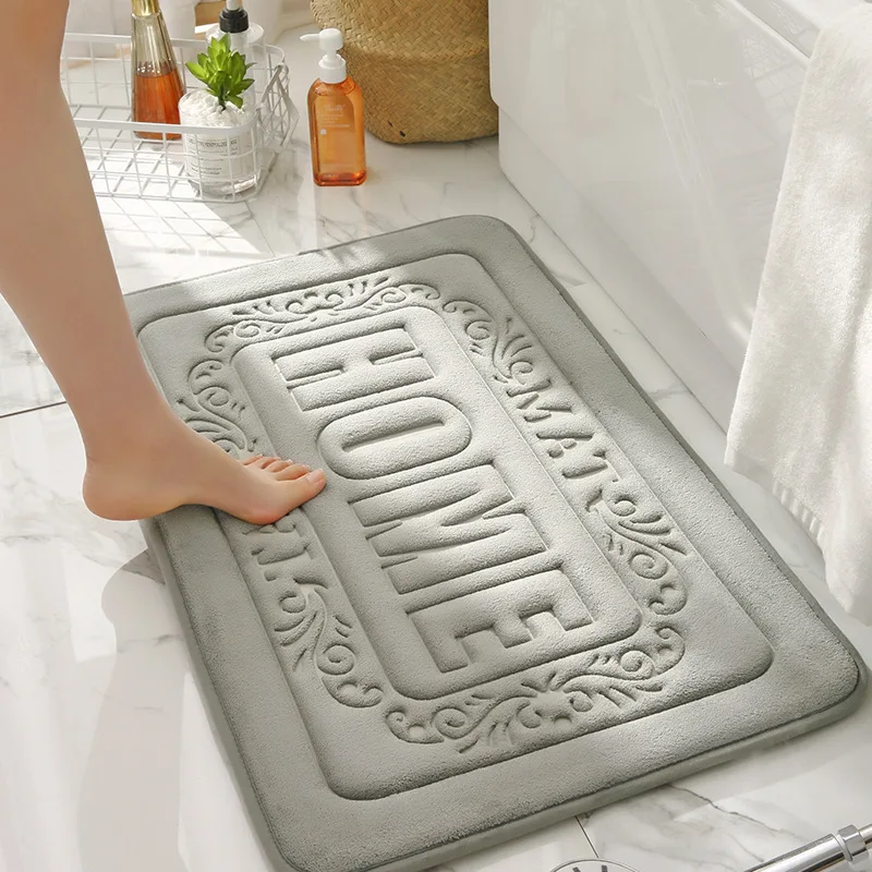 Bathroom Absorbent Non Slip Foot Pads Flowers Rug Imitation Cashmere Doormat Bathtub Side Carpet Entrance Door Mats