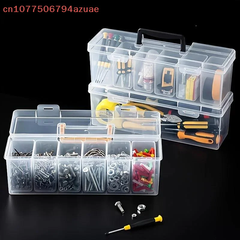 Professional 7-Piece Tool Organizer Set,Transparent Parts Storage With Dividers-Portable Case For Screws,Wrenches & DIY Hardware
