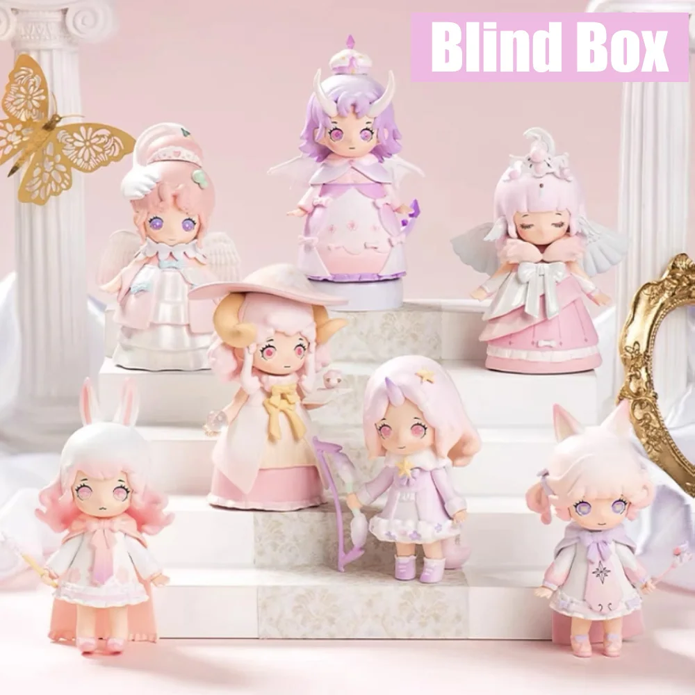 Liroro Blind Box Pink Castle Creative Girls Mystery Box Beauty Dolls Lovely Maiden Sweet Anime Figure Model Desktop Ornaments