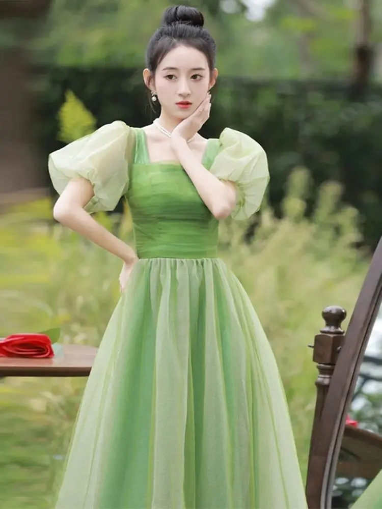 dress, female  niche high-end host, immortal aura, adult gift, high-end sense, green vocal art exam dress,  dresses