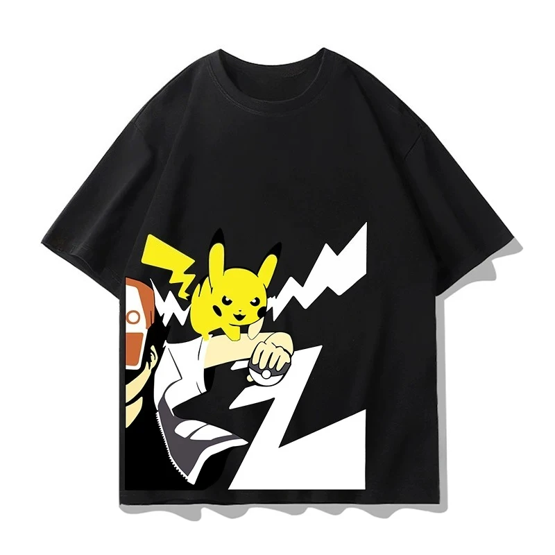 

Новая футболка с коротким рукавом 2026 года с мультяшными персонажами Pokémon: летняя мужская спортивная одежда с изображением дракона Спайтфайр, Пикачу и Джинджер для мальчиков