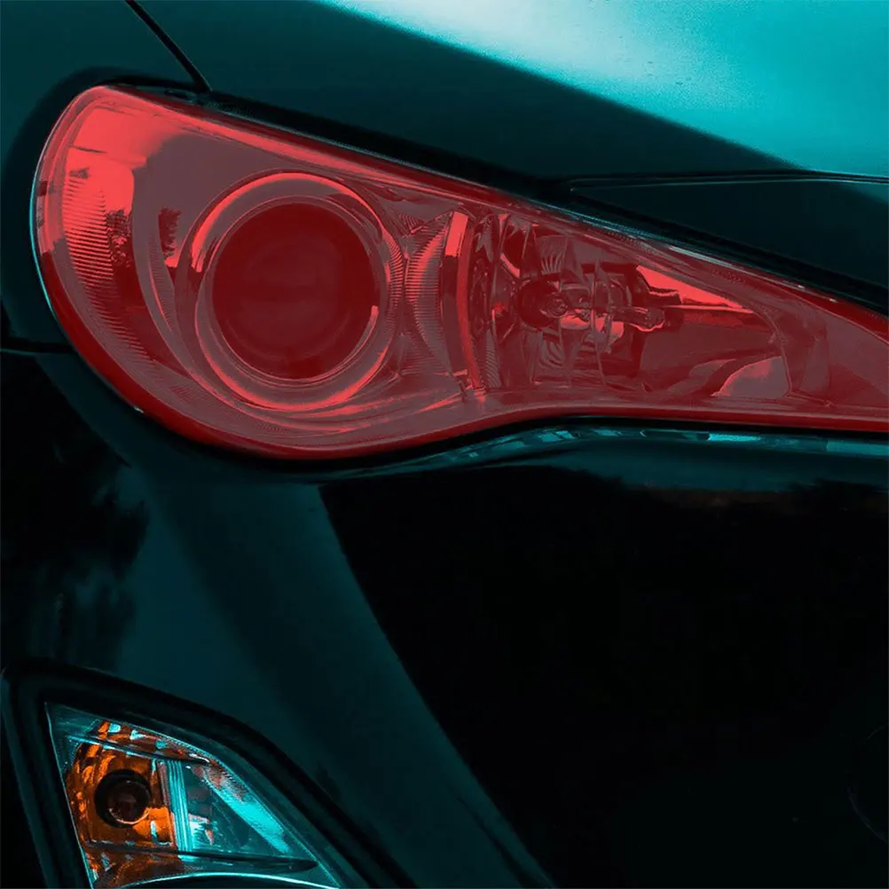 

2Pcs Red Tint Film 120cmx30cm Red Three-layer Tint PVC Sticker Car Auto Headlight Film Vinyl Headlight Pvc Sheet
