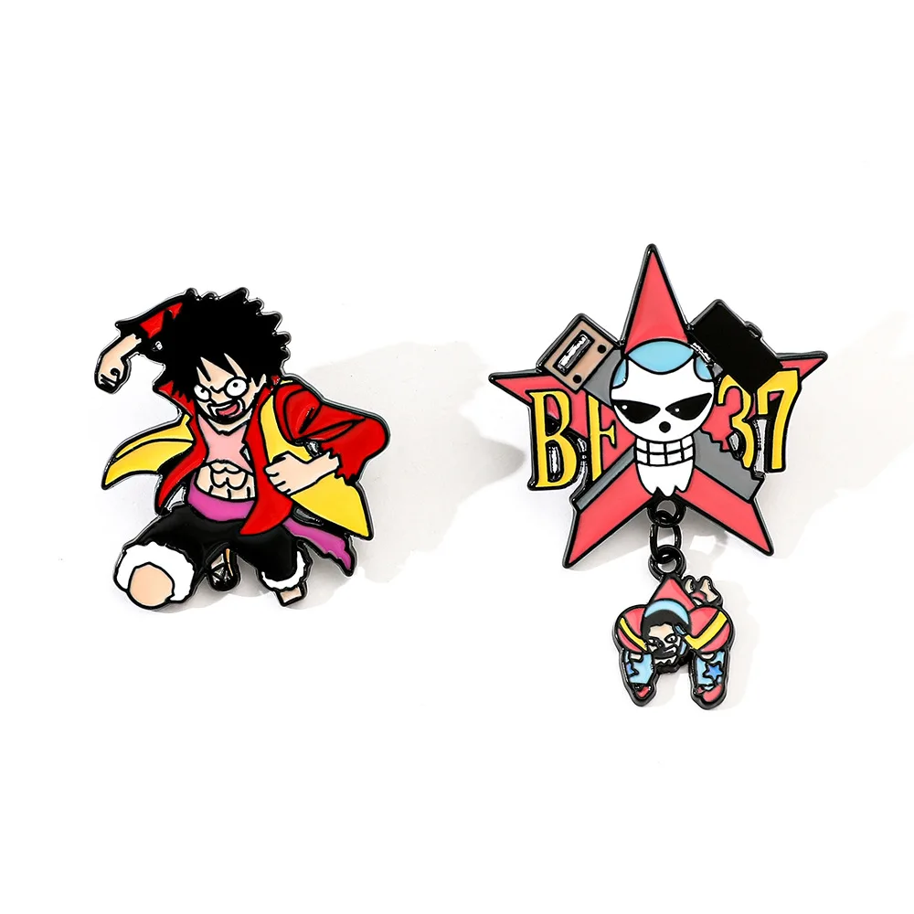 One Piece Emaille-Anstecknadel, niedliche Cartoon-Anime-Brosche für Jungen, für Mäntel, Herrenbroschen, modische Reversnadeln, Schmuckgeschenk für Fans und Freunde