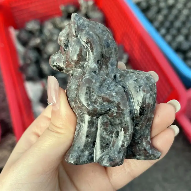 

Natural Yooperlite Horse Carving Statue Reiki Figurine Gemstone Animals Chakra Healing Product Gift 1pcs