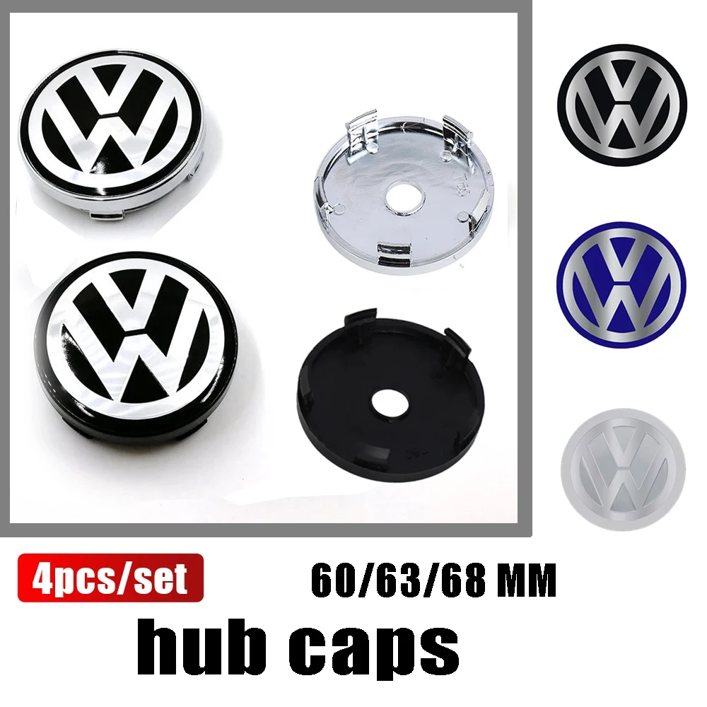 4 pçs 60/63/68mm centro da roda do carro hub caps aro do pneu cobre acessórios para volkswagen vw gti r golf polo tiguan passat jetta gtd