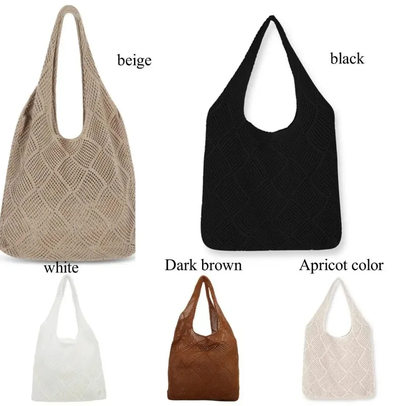 Knitted and Woven Minimalist Hand-Held Sweater Shoulder Bag Totes