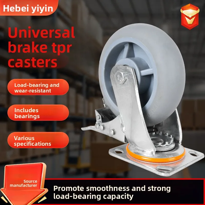 Heavy Duty Tpr Rubber Industrial Caster Wheels Bearing Rigid Swivel Brake Options In Or Inch Sizes Hand Carts Platform Trolleys