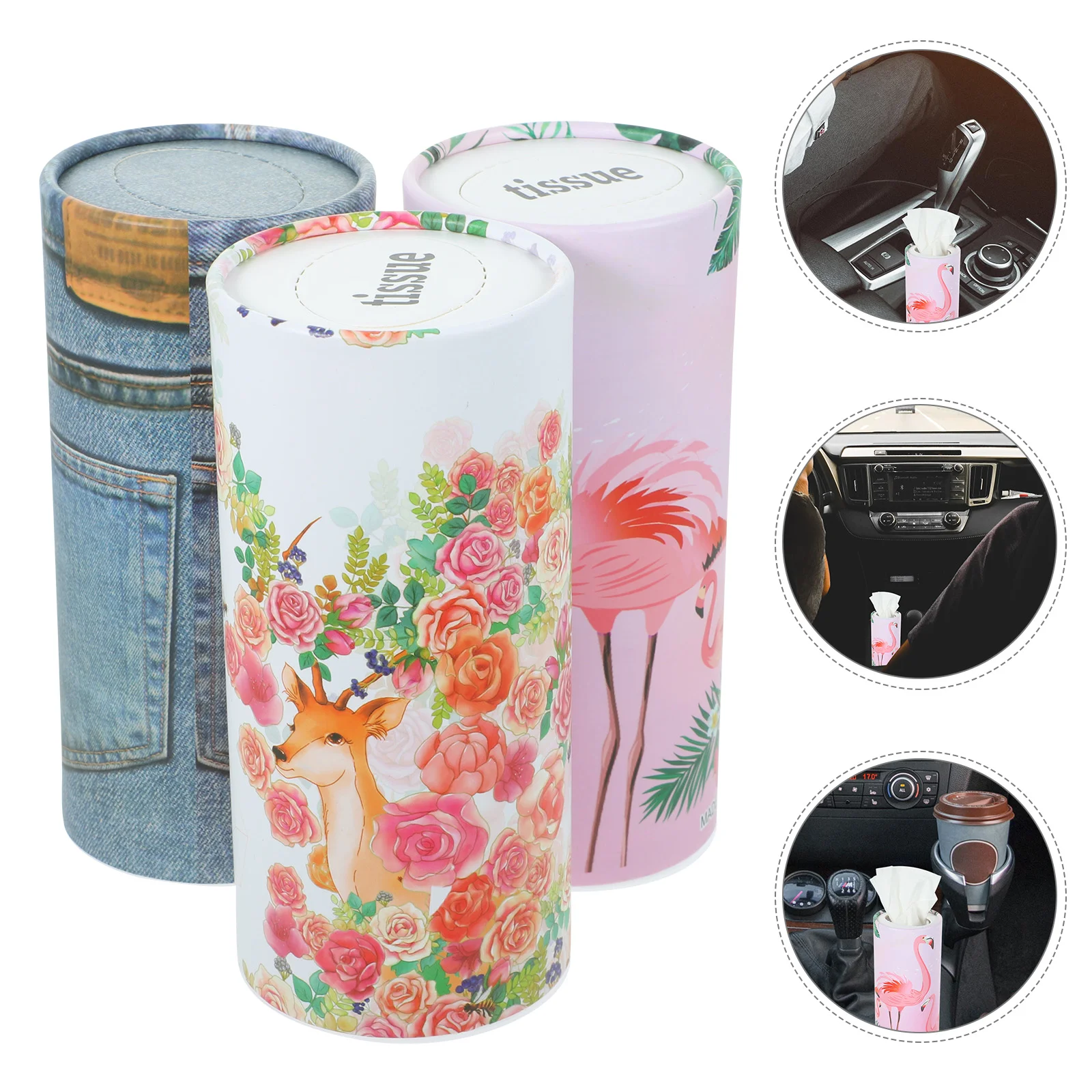 

3 Pcs Cylinder Pumping Paper Car Cup Holder Convenient Tissue Daily Accessory Wet Wipes Adorable Face Facial Napkin Miss