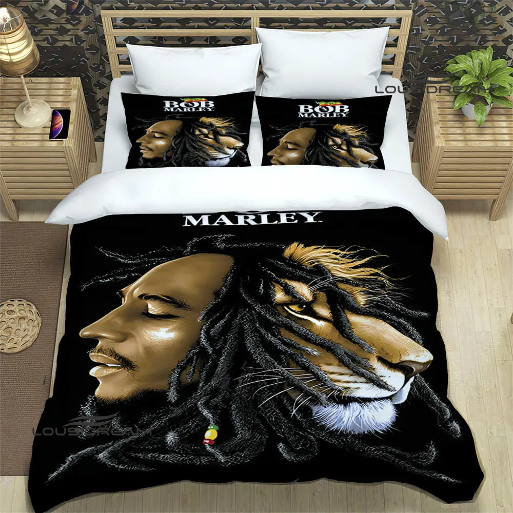 Bob Marley Lion Maple Leaf Bedding Sets exquisite supplies set duvet cover bed comforter set bedding set luxury birthday gift