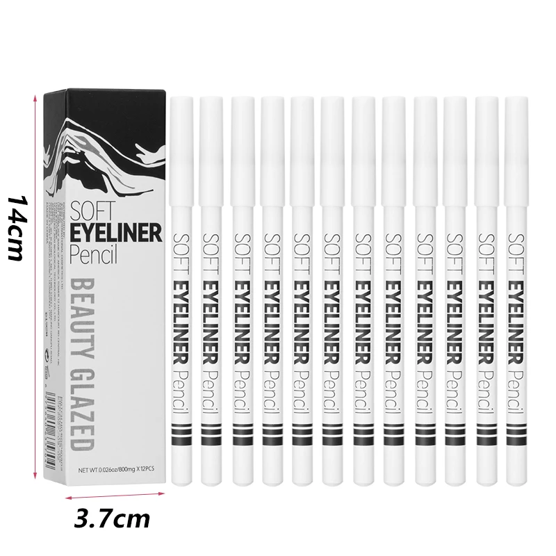 1/12 pièces Eyeliner blanc maquillage lisse facile à porter durable yeux éclaircisseur imperméable mode yeux Liner crayons outil de maquillage des yeux