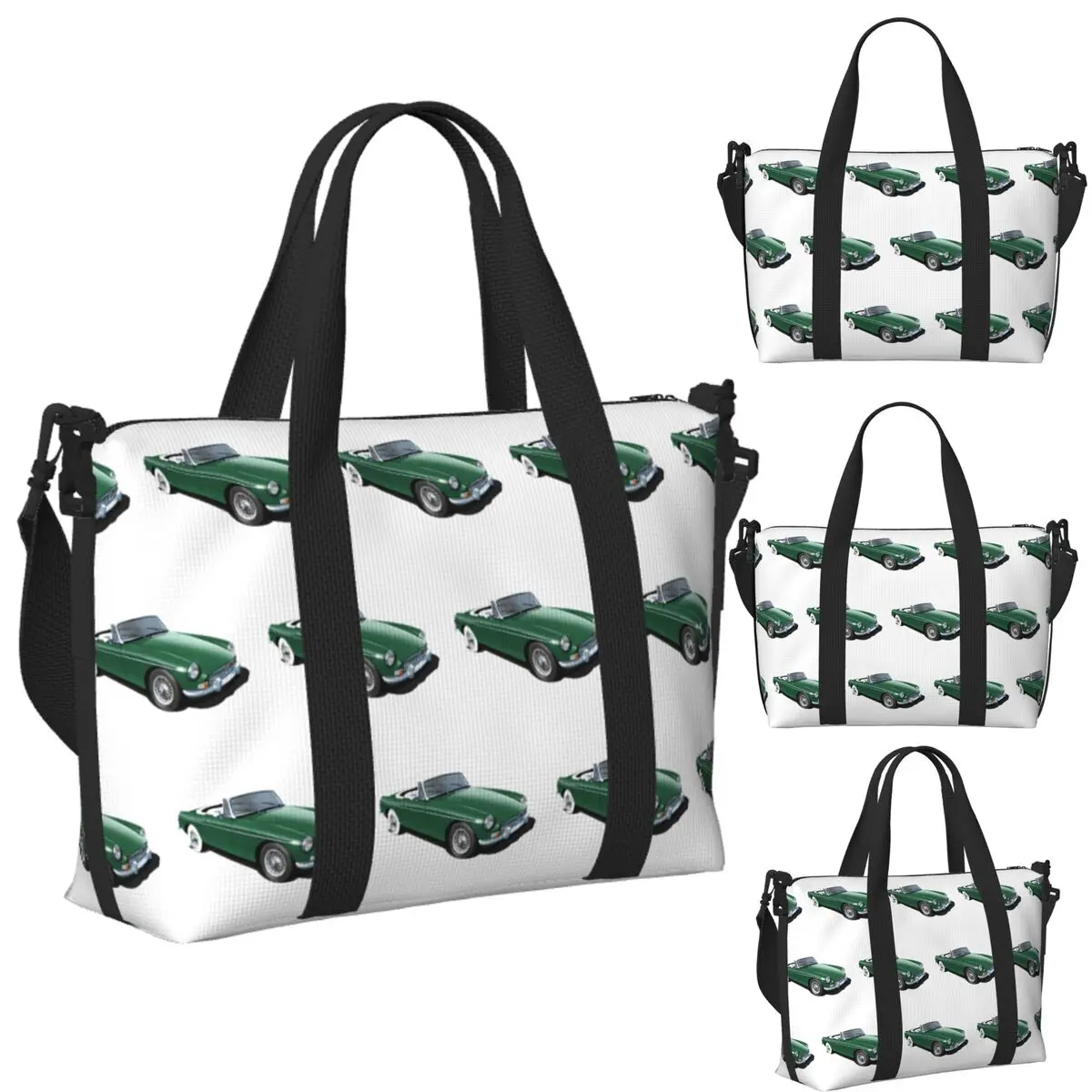 

MGB Roadster In British Racing Green Beach Travel Bag Large Capacity Tote Bags for Gym Yoga Women Shopping Duffle Shoulder Bag