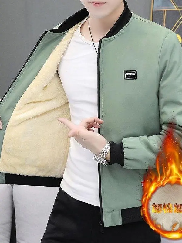 

Men's Fce Lined Thiened Jaet Autumn Winter Cotton Clothes Korean Sle Slim Fit Casual Cotton Outerwear for Teens