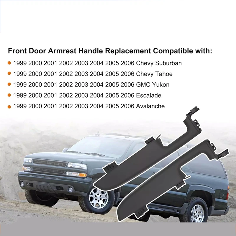 Driver & Passenger Side Front Door Armrest Handle 12472876 For Chevy Suburban/Tahoe 1999-2006