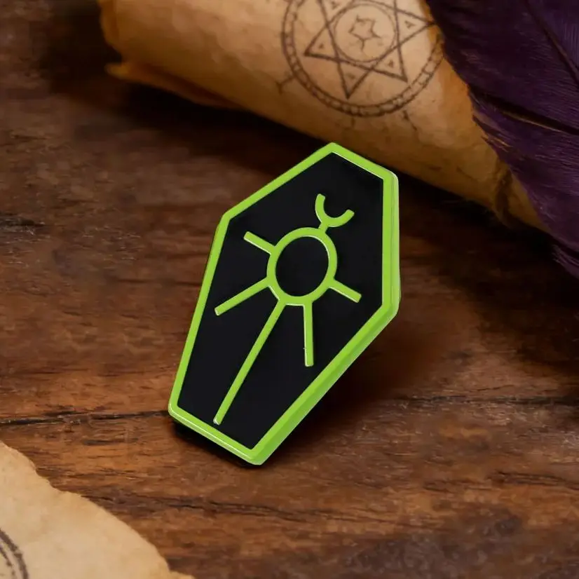 Necron Logo Emaille-Pin Gotischer Sarg Ankh Brosche Necrontyr Peripheriegerät Alien Mechanische Rasse Desktop-Strategie Gamer Fans Geschenk