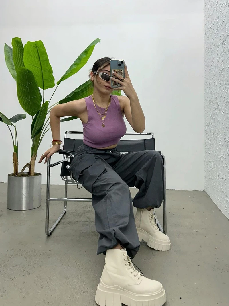 Cargo Pants Womens Woman 2025 Oversized Autumn Canvas Loose Silhouette Preppy Style Modern Professional Commuting Anti-Wrinkle