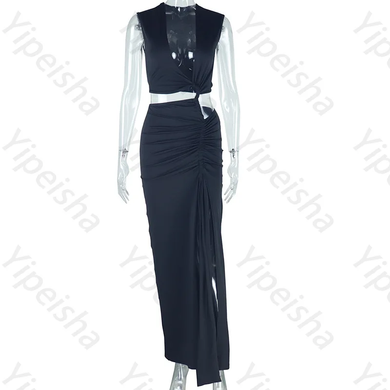 ノースリーブ無地サイドスリットイブニングドレスエレガントセレブリティドレス絶妙な高品質プロムパーティードレス女性カスタマイズ