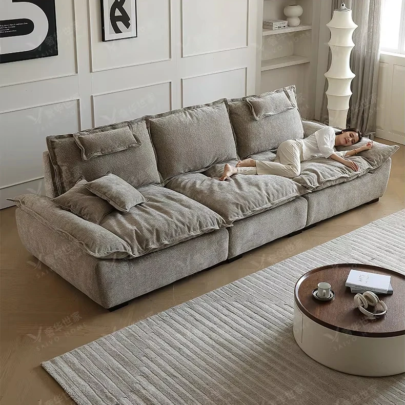 Minimalist Soft Linen Fabric Modular Sofa Living Room Furniture Chaise Couch Washable Sleeper Corner Sectional Sofa Set
