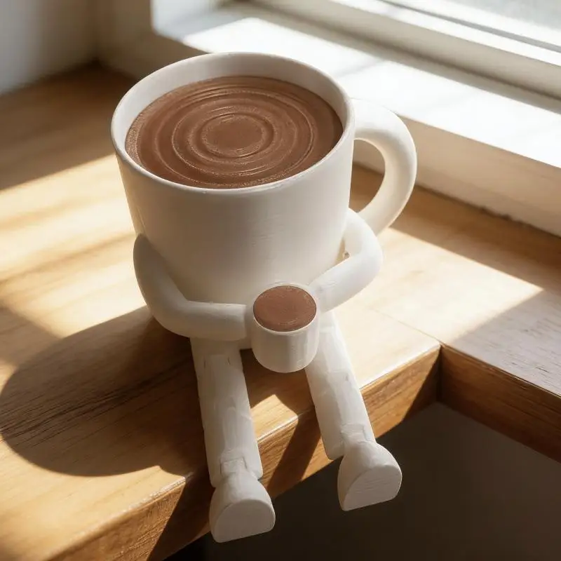 Cute 3D Printed Coffee Partner Fidget Toys Coffee Cup Bean Desk Decor For Coffee Lovers Home Office Ornaments