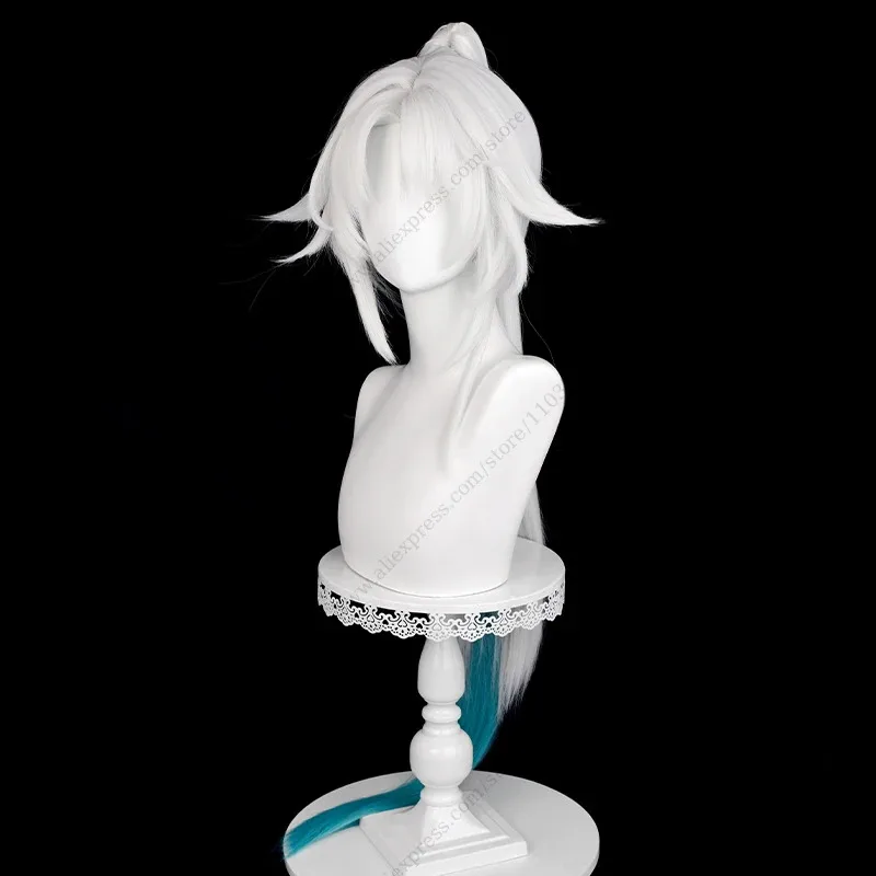 Jogo Feixiao Cosplay Peruca 105 cm de comprimento Ponytai cor mista cabelo sintético resistente ao calor