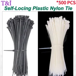 250PCS Self-locking Plastic Nylon Cable Tie Strongly Snap With High Temperature Resistance&Lengthening TwineTie Wire White Color