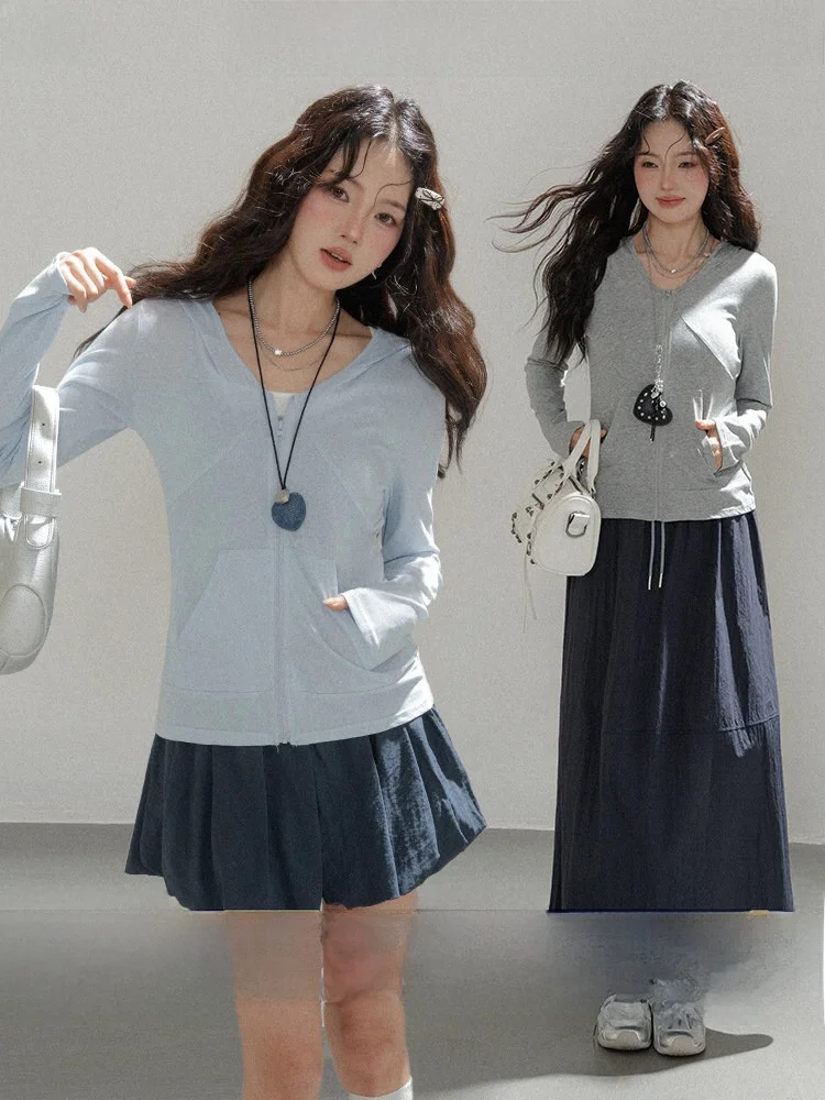 

Loveheynew Lightweight Casual Sun Protection Open Cardigan Women's Slimming Breathable Blue ort Top Summer Faion