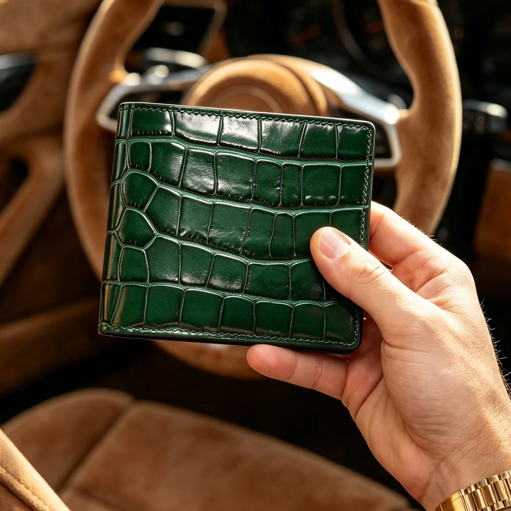 Hiram Beron Custom Name Man Gift Billfold Wallet Luxury Crocodile Pattern Designer Gift for Father Boyfriend Dropship