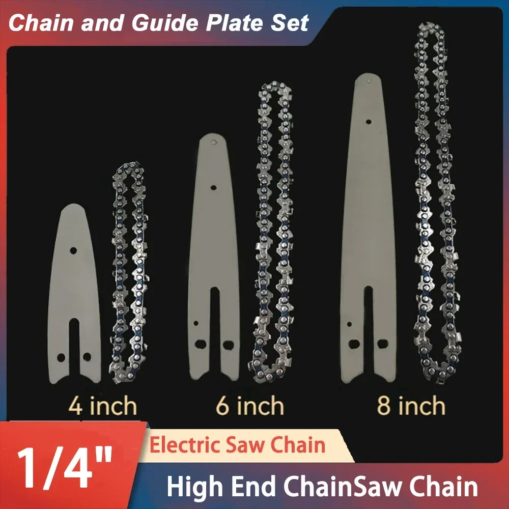 4  6 8 Inch Mini Steel Chainsaw Chains 1/4 Electric Chainsaws Accessory Chains Replacement Mini Electric Chainsaw Chain Saw