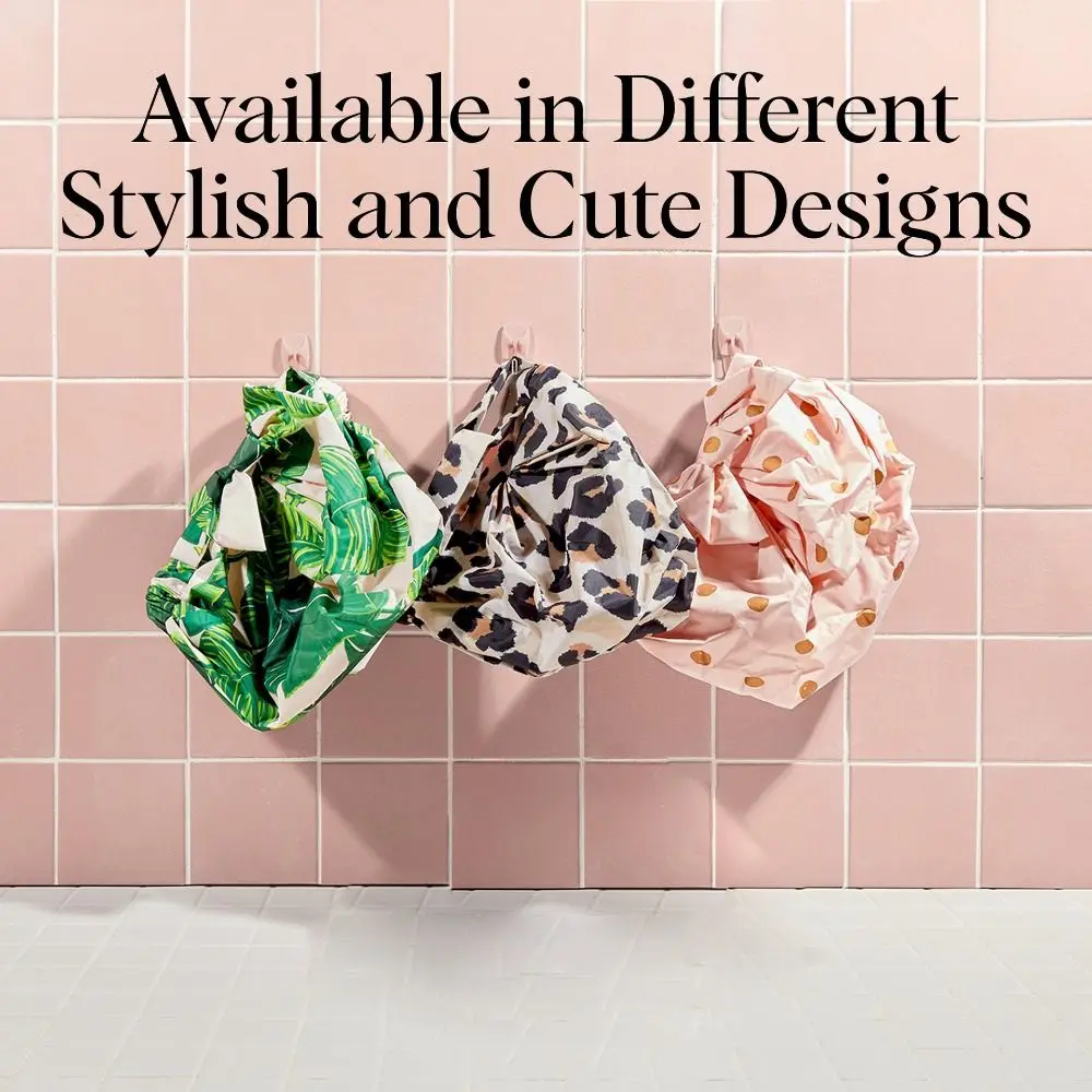 Three Layer Shower Cap Waterproof with Silk Lining Women Show Caps Elastic Band Large Shower Caps for Long Thick Hair Soft Bath