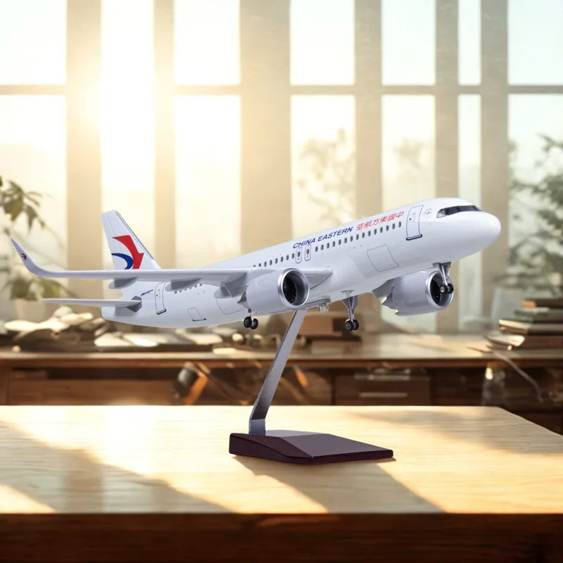 

47cm 1:80 Scale Diecast China Eastern A320neo Resin Aircraft Emulation Model Children Toys Airplane Kit With Lights And Base