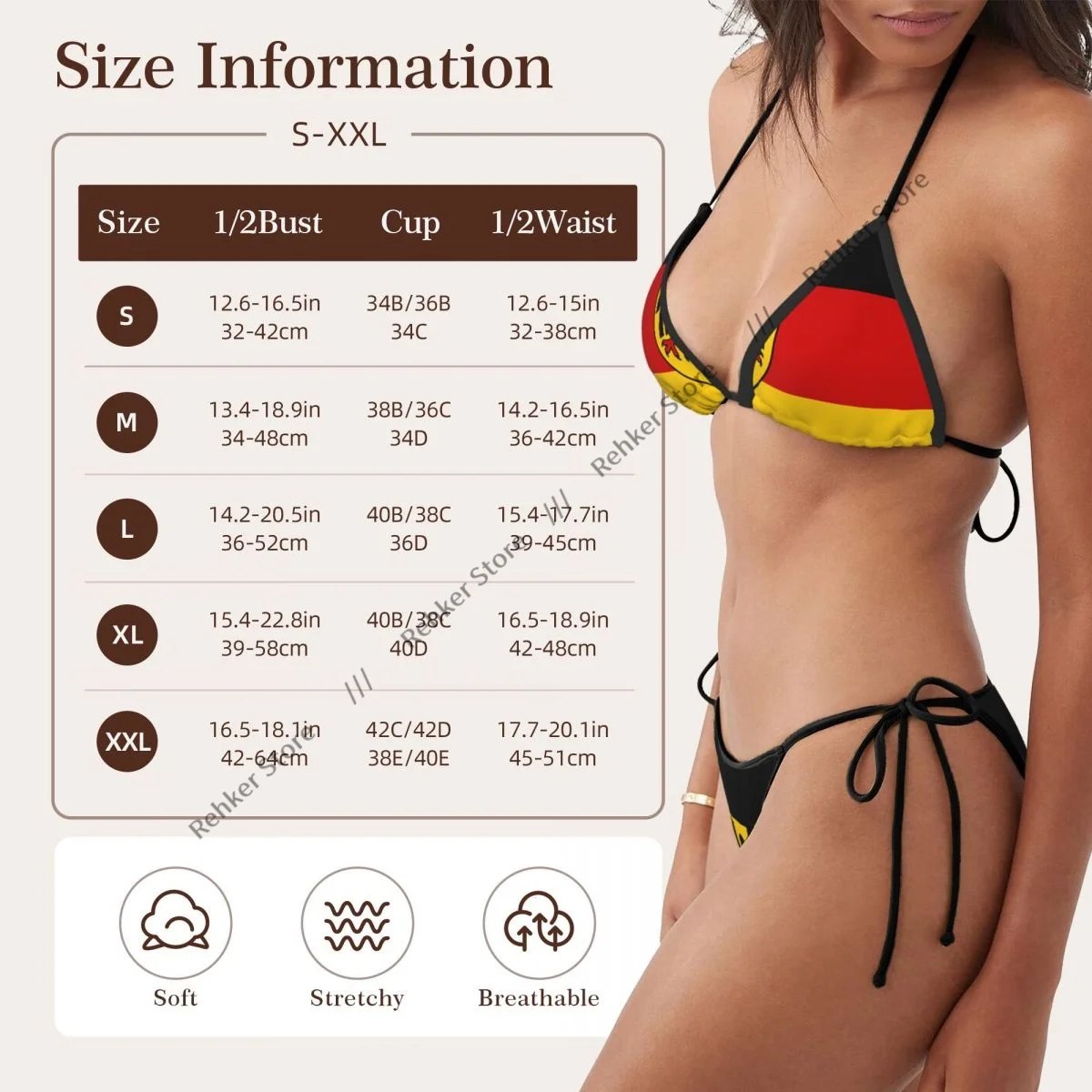 Conjunto de Bikini, traje de baño para mujer, traje de baño Sexy con realce, traje de baño con bandera de Alemania, ropa de playa brasileña de verano