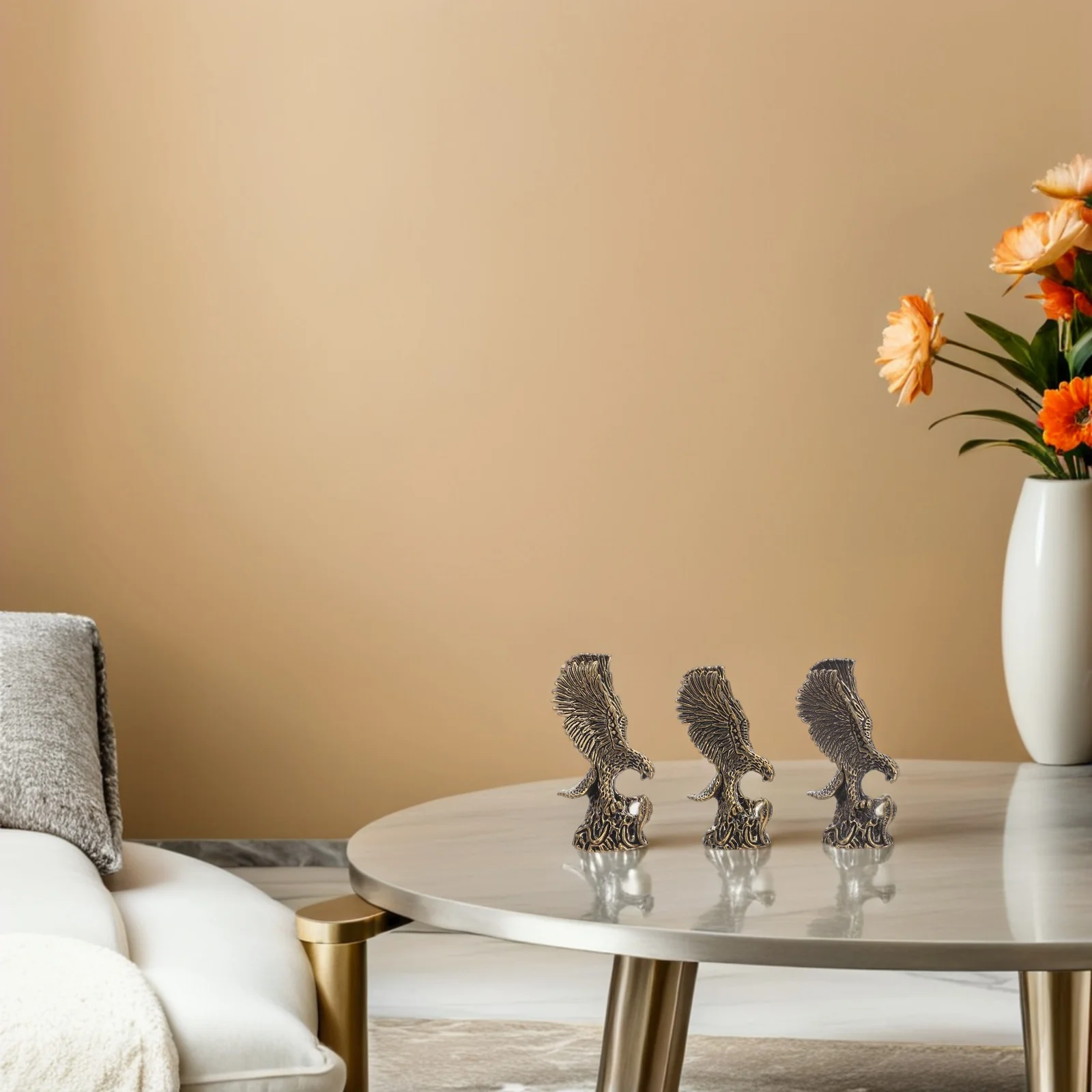 

3Pcs Brass Eagle Ornaments Fine Craftsmanship Tarnish Resistant Stunning Centerpiece for Years Tabletop Eagle Sculpture