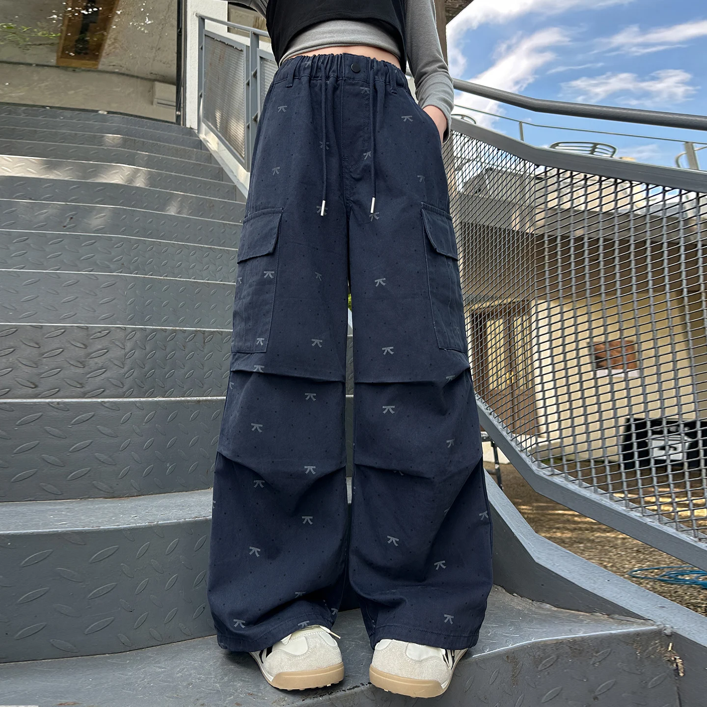 

Girl Autumn Cargo Pants Tween Girls Streetwear Long Trousers Teenage Child Pants With Pocket Decoration Toddler Girl Ages 4-14Y
