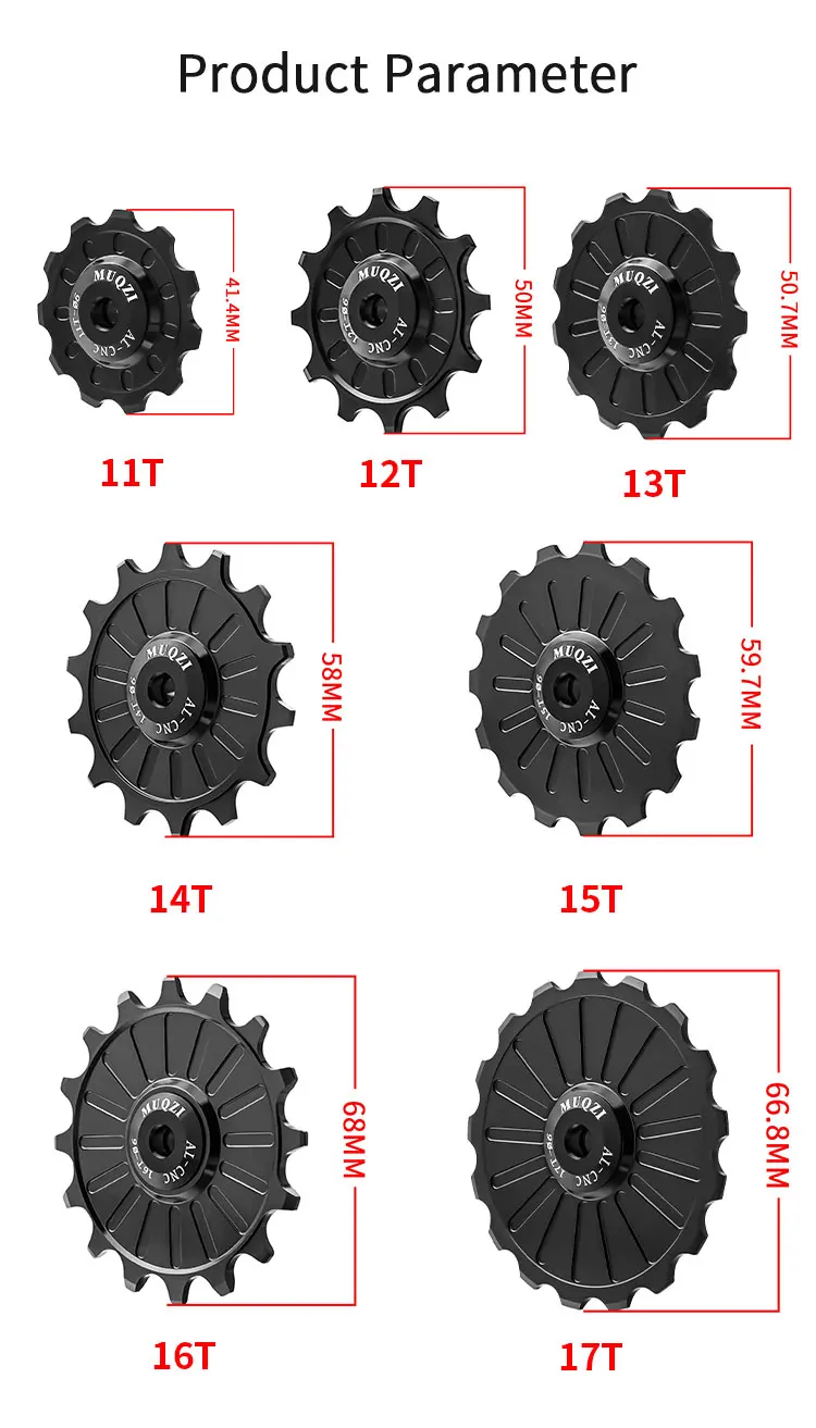 MUQZI 11/12/13/14/15/16/17T Schaltwerk Jockey Rad Keramik Pulley MTB Riemenscheiben Rennrad Keramik Lager Guide Rad – Detail 2