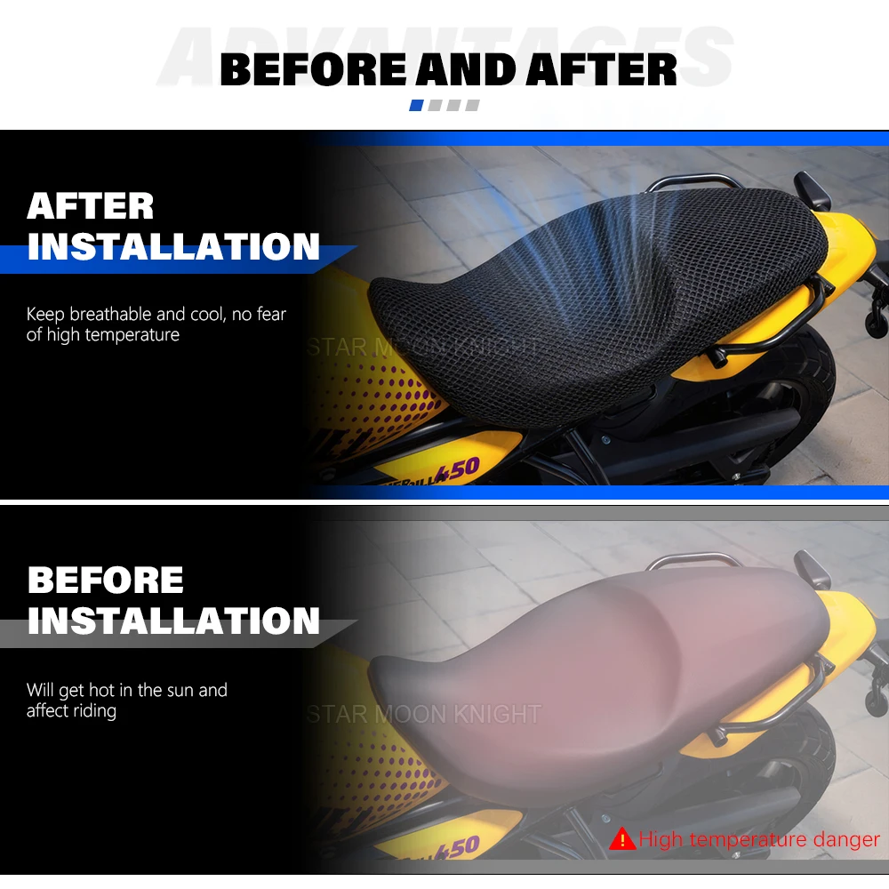 Breathable 3D Mesh Fabric Motorcycle Seat Cover For Guerrilla 450 2024- Seat Protect Cushion Seat Cover Motorcycle Accessories