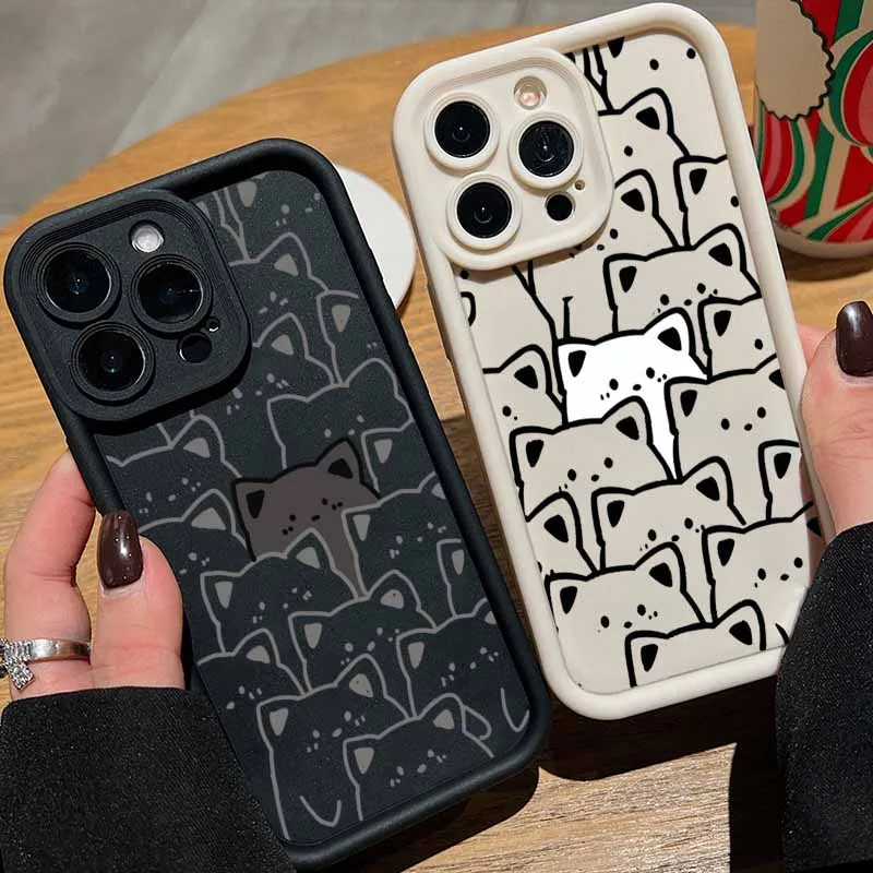 Gatos preto e branco para samsung a30 a20 a31 a32 a33 a34 a50 a51 a52 72 53 54 71 73 25 35 55 06 56 caixa de telefone com escada ocular funda