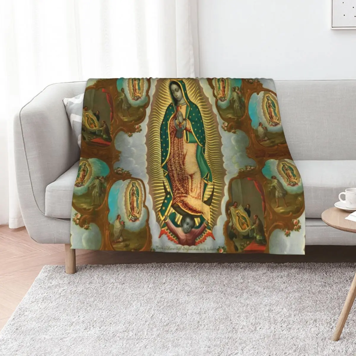 

La Guadalupana - Virgin of Guadalupe On view at The Met Gallery 749 Throw Blanket Vintage manga Designers Blankets