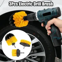 3pc Electric Drill Brush Set Cleaning Attachment Kit Car Tire Scrubber Kitchen Bathroom Carpet Mat Cleaner Power Tool Frosting