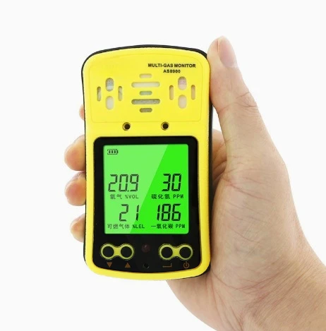 Portable Multi Gas Detector CO H2S O2 LEL Monitor Industrial Safety Alarm for Workers High Precision 4 in 1 Sensor Wide Range