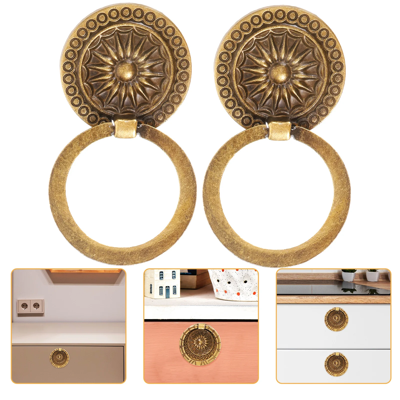 

2pcs Zinc Handles Vintage Retro Drawer Pulls Kitchen Knobs For Cabinets Furniture Knobs Cabinet Hardware Metal Dresser