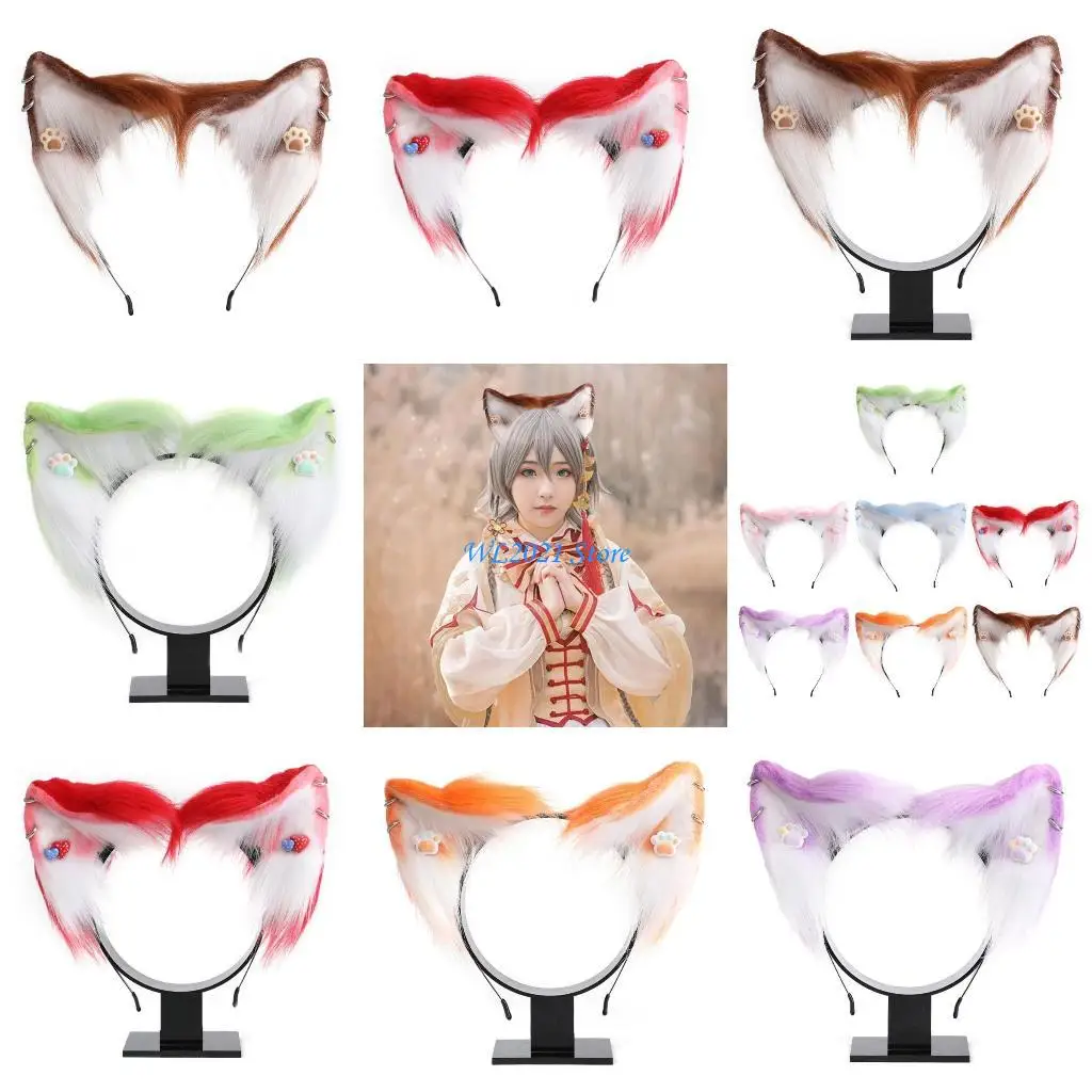 

G5GC Kitten Ear Headband with Ear Jewelry Halloween Cosplay Props Ears Fursuit