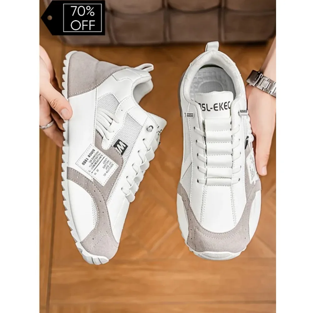 

Мужские дышащие слипоны для спорта и повседневной носки, осенние, 2026 года, на толстой подошве, увеличивающие рост, в корейском стиле, из ПУ и сетки